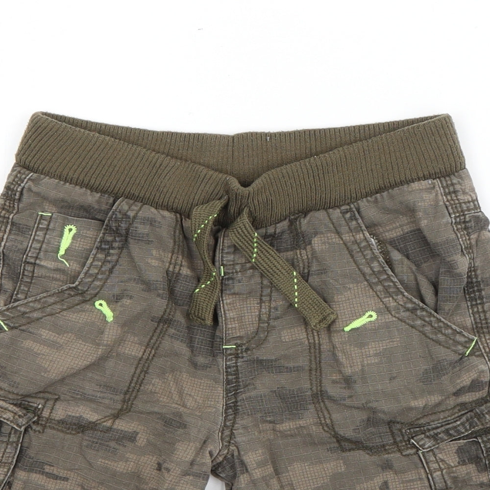 George Boys Green Camouflage Cotton Bermuda Shorts Size 7-8 Years  Regular Drawstring