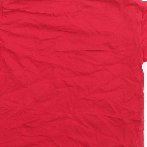 Primark Boys Red  Cotton Basic T-Shirt Size 5-6 Years Round Neck Pullover - Football