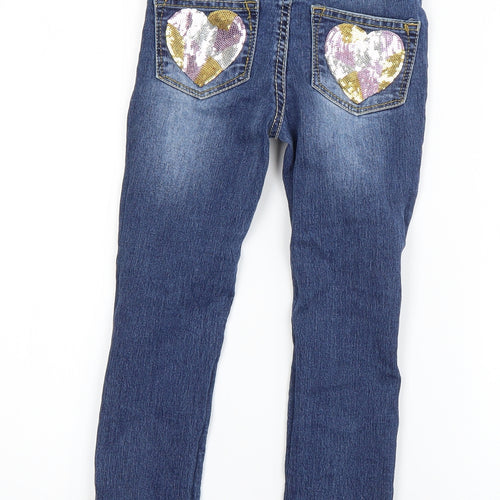 VIGOSS Girls Blue  Cotton Straight Jeans Size 6 Years  Regular Zip - Distressed