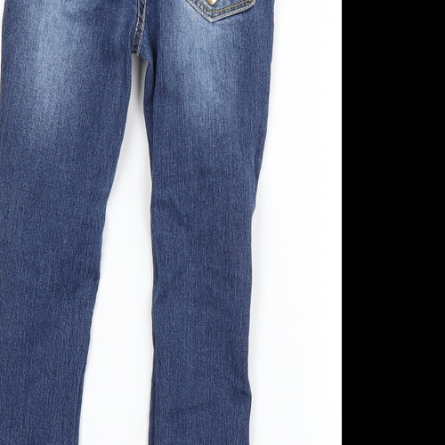 VIGOSS Girls Blue  Cotton Straight Jeans Size 6 Years  Regular Zip - Distressed