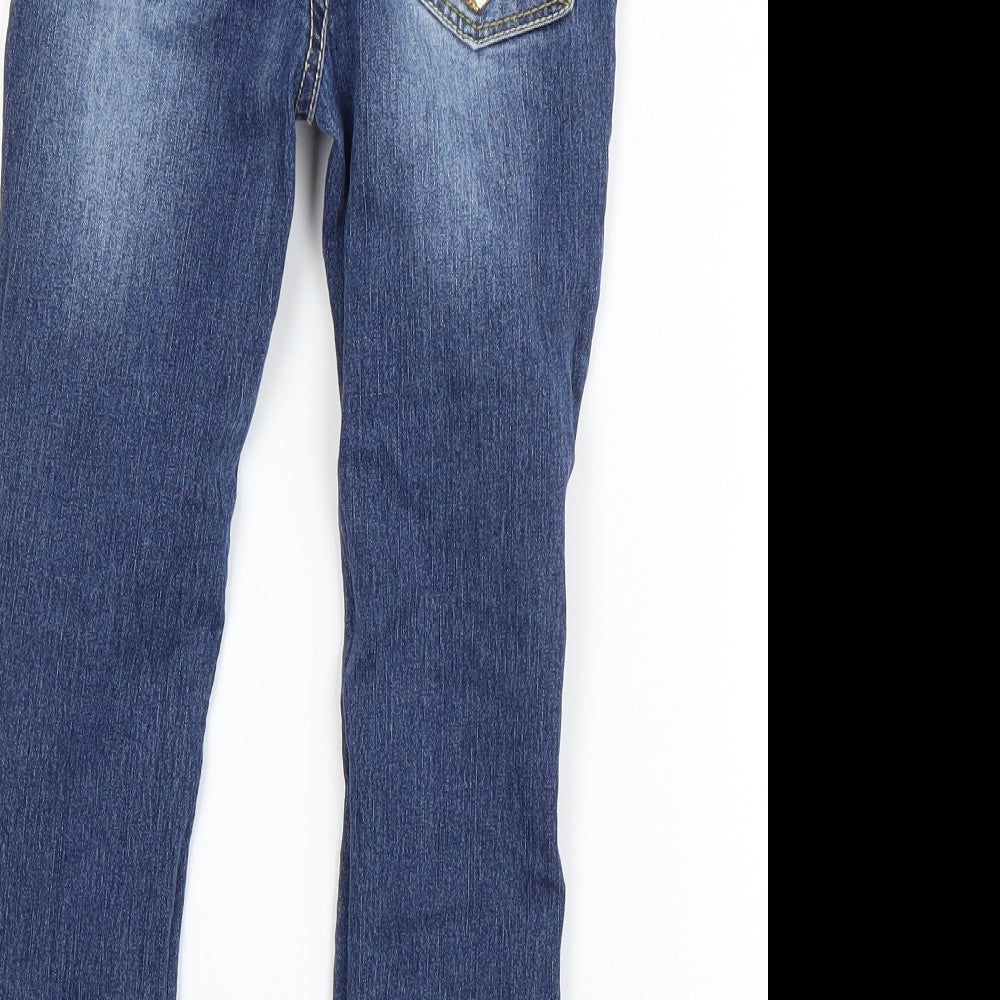 VIGOSS Girls Blue  Cotton Straight Jeans Size 6 Years  Regular Zip - Distressed