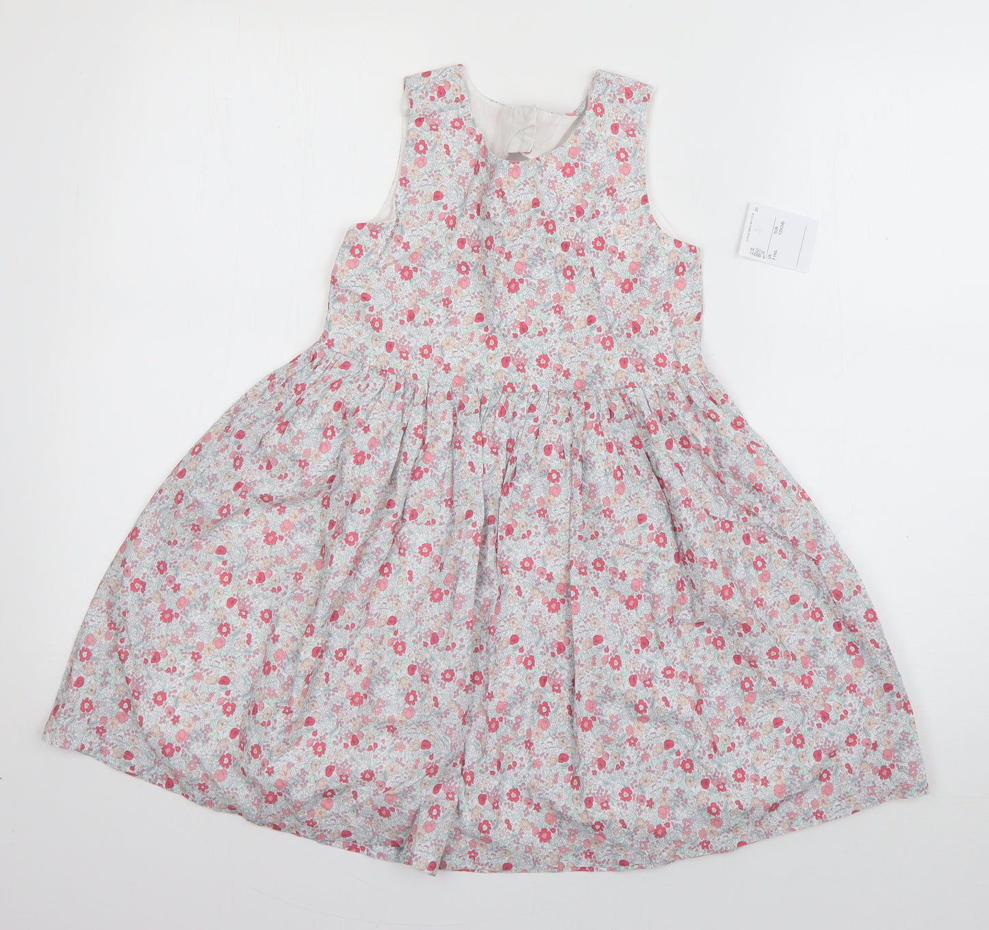 Shabby Chic Girls Pink Floral Cotton Skater Dress  Size 7 Years  Round Neck Pullover
