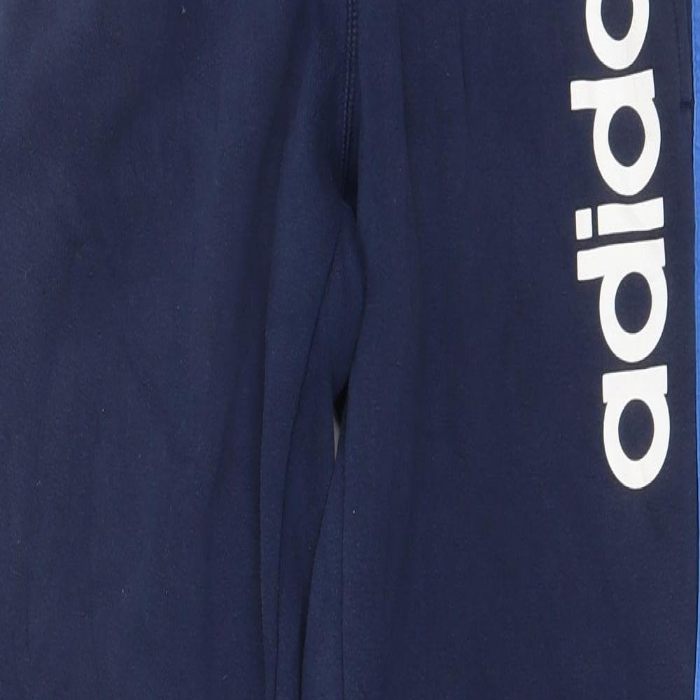 adidas Mens Blue Striped Cotton Jogger Trousers Size S L28 in Regular Drawstring