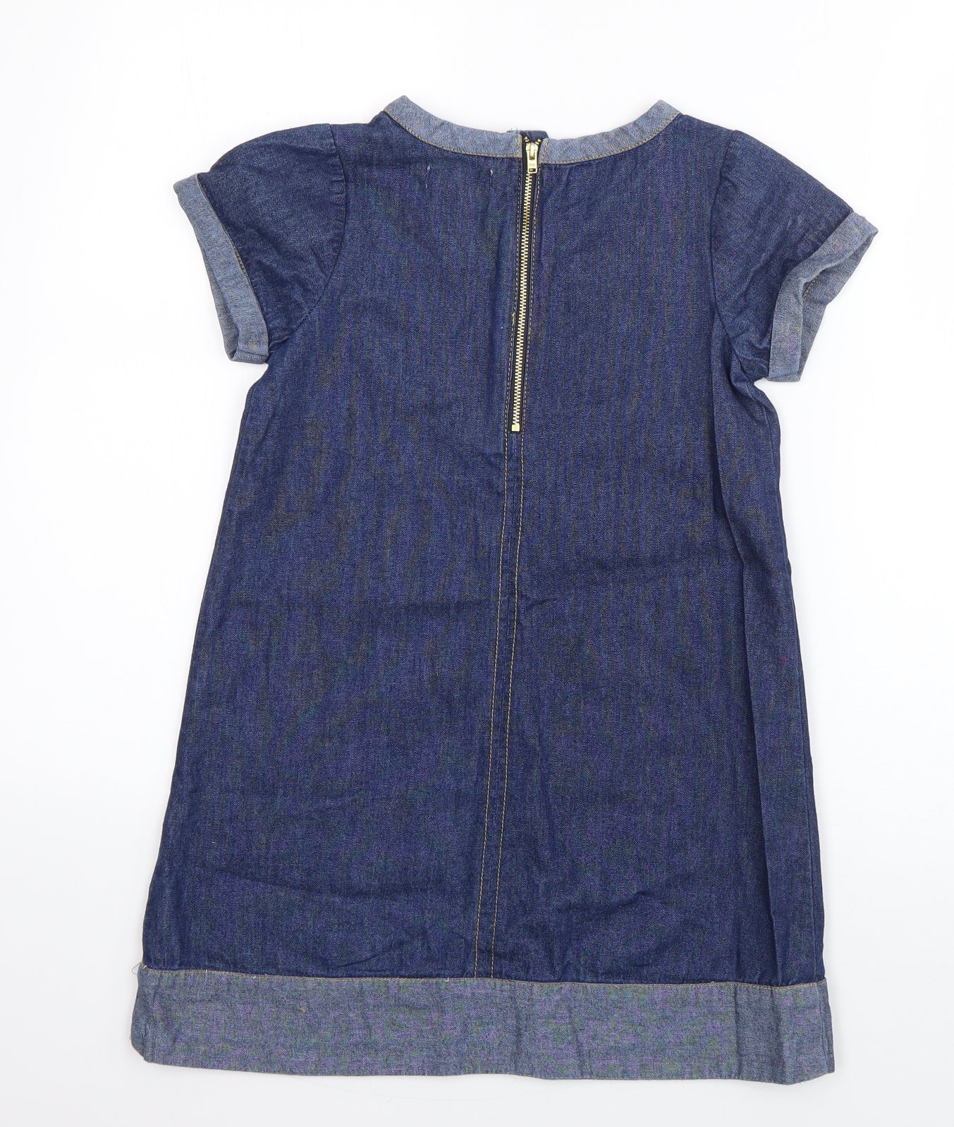Gillians Closet Girls Blue  Cotton T-Shirt Dress  Size 6-7 Years  Round Neck Pullover - Llama
