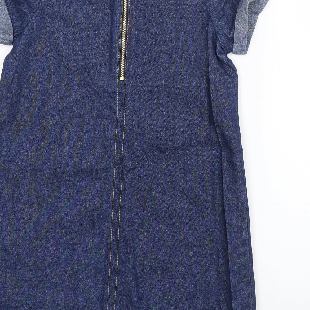 Gillians Closet Girls Blue  Cotton T-Shirt Dress  Size 6-7 Years  Round Neck Pullover - Llama