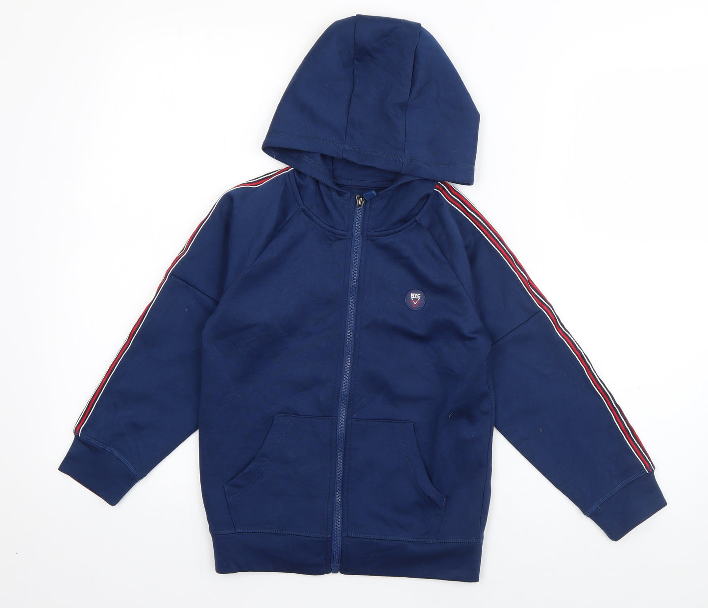 Matalan Boys Blue Striped Polyester Full Zip Hoodie Size 6 Years  Zip