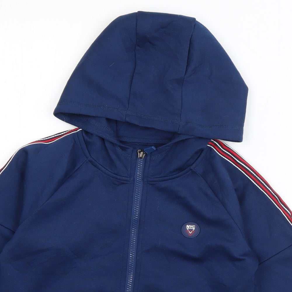 Matalan Boys Blue Striped Polyester Full Zip Hoodie Size 6 Years  Zip