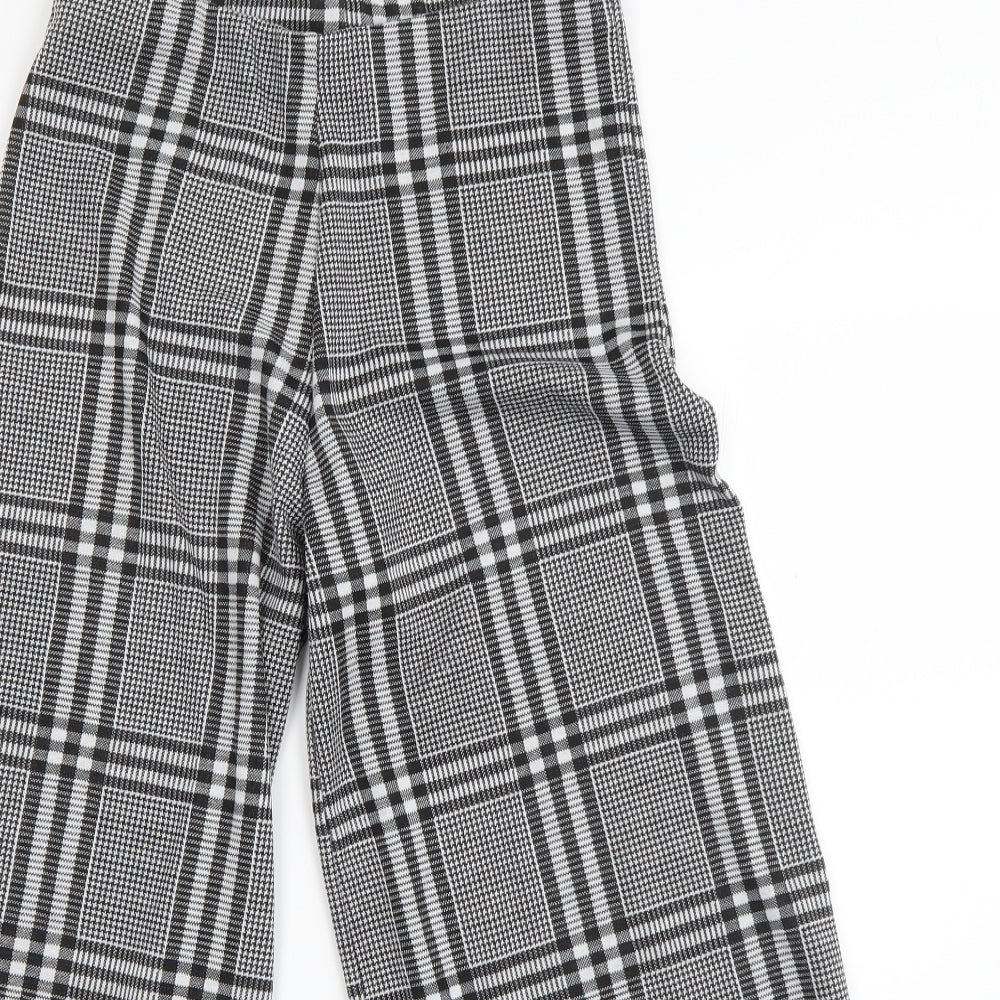 Primark Womens Grey Check Cotton Culotte Shorts Size 10 L20 in Regular