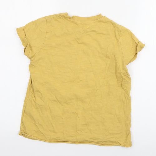 Marks and Spencer Boys Yellow  Cotton Basic T-Shirt Size 9-10 Years Round Neck Pullover - Wild Flower