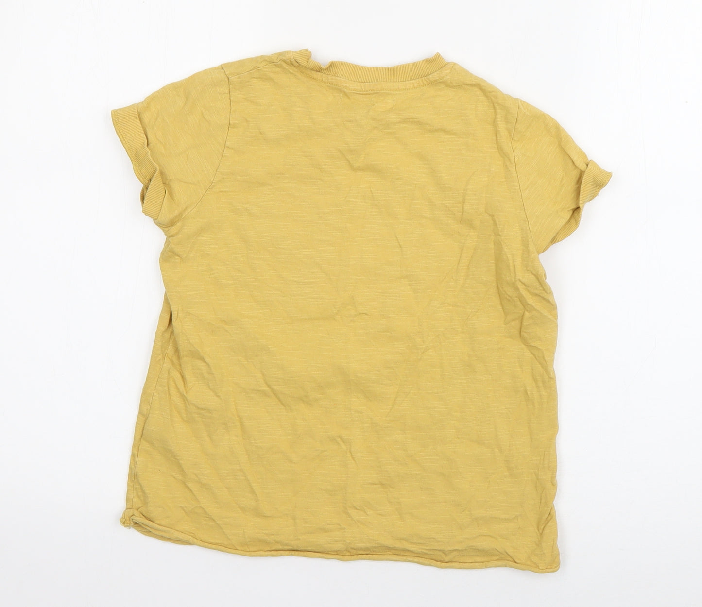 Marks and Spencer Boys Yellow  Cotton Basic T-Shirt Size 9-10 Years Round Neck Pullover - Wild Flower