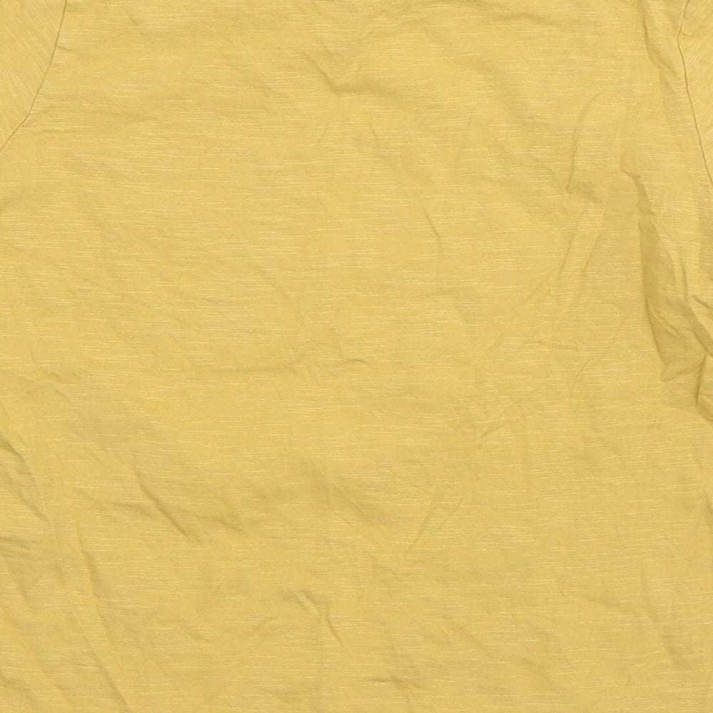 Marks and Spencer Boys Yellow  Cotton Basic T-Shirt Size 9-10 Years Round Neck Pullover - Wild Flower