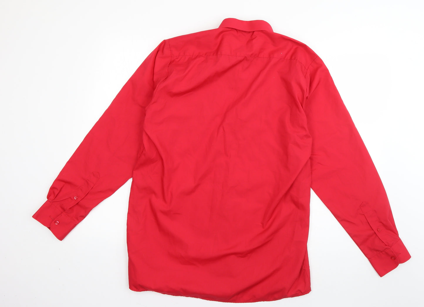 Banner Mens Red  Polyester  Button-Up Size 38 Collared Button