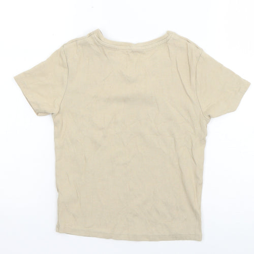 George Girls Beige  Cotton Basic T-Shirt Size 10-11 Years V-Neck Pullover