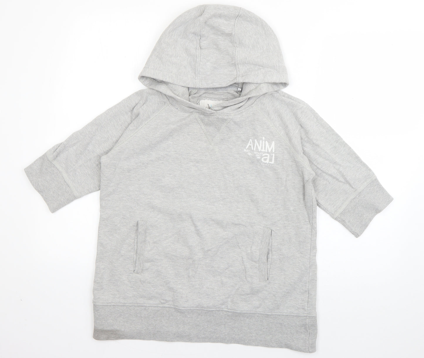 Animal Womens Grey  Cotton Pullover Hoodie Size 14  Pullover
