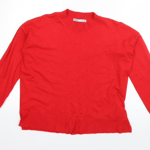 Oasis Womens Red Round Neck  Viscose Pullover Jumper Size M