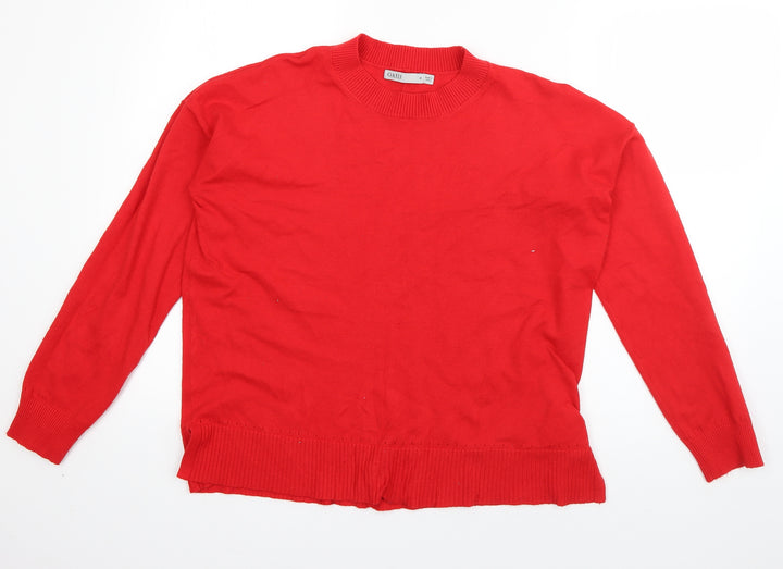 Oasis Womens Red Round Neck Viscose Pullover Jumper Size M