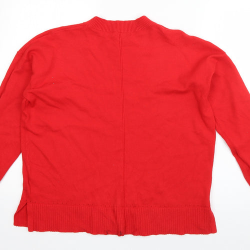 Oasis Womens Red Round Neck  Viscose Pullover Jumper Size M