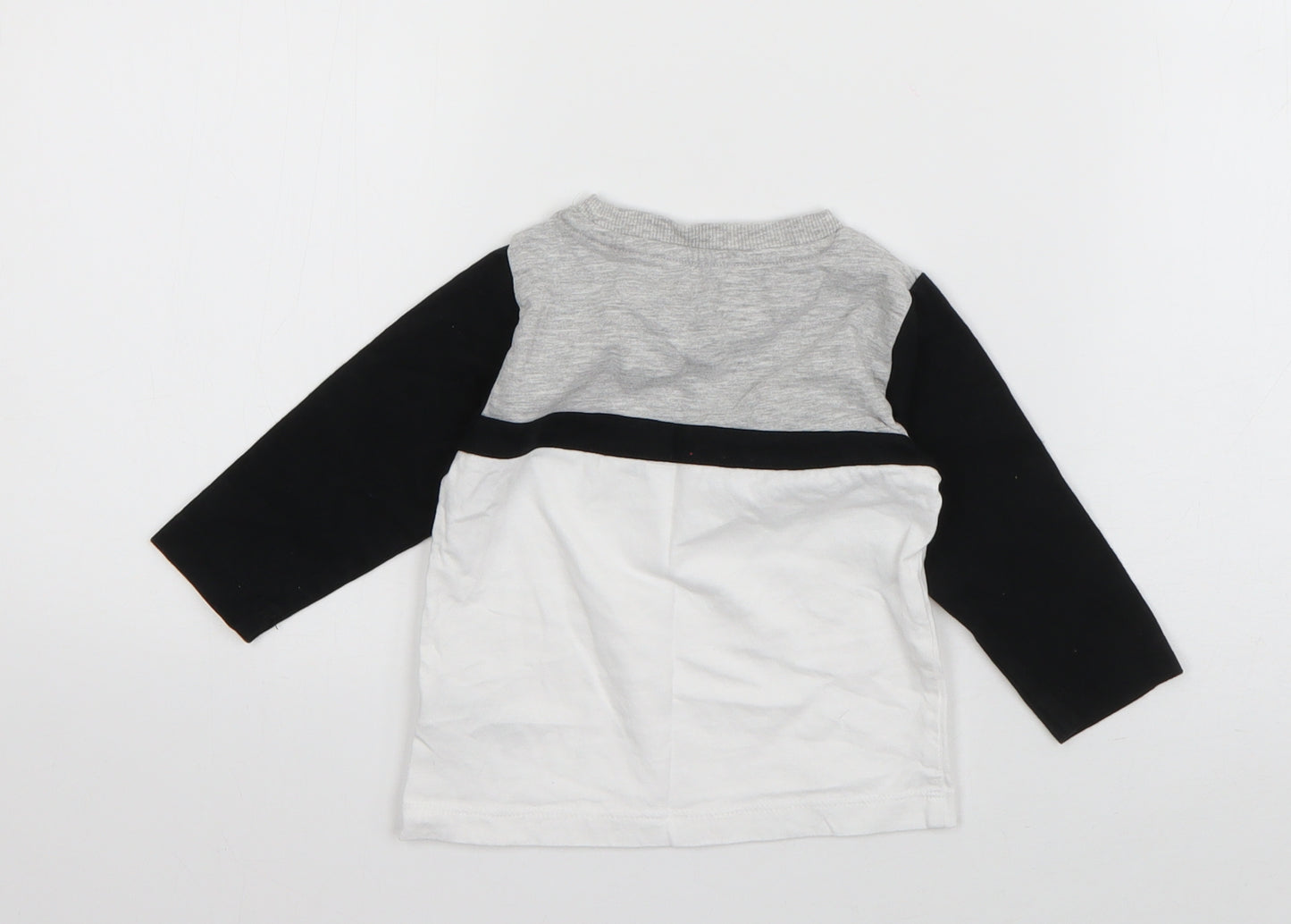 NEXT Boys White Striped Cotton Basic T-Shirt Size 6-9 Months Round Neck Pullover - Little Dude