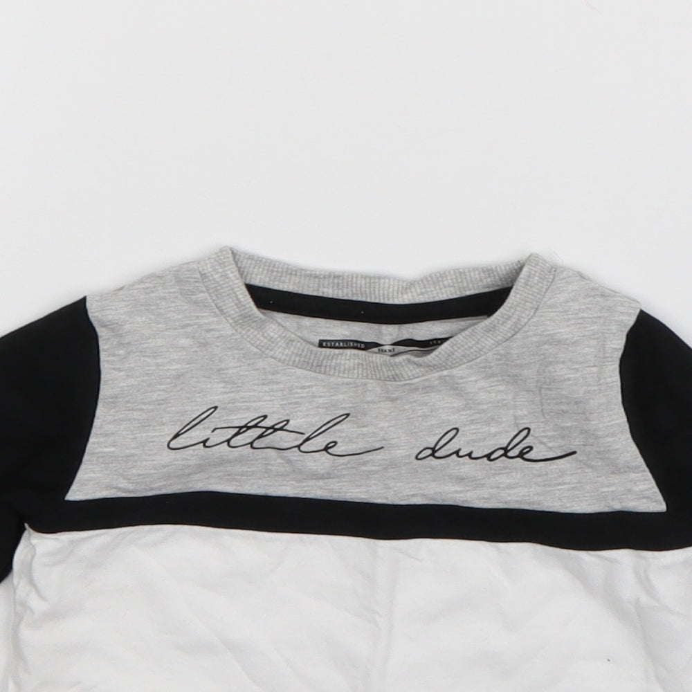 NEXT Boys White Striped Cotton Basic T-Shirt Size 6-9 Months Round Neck Pullover - Little Dude