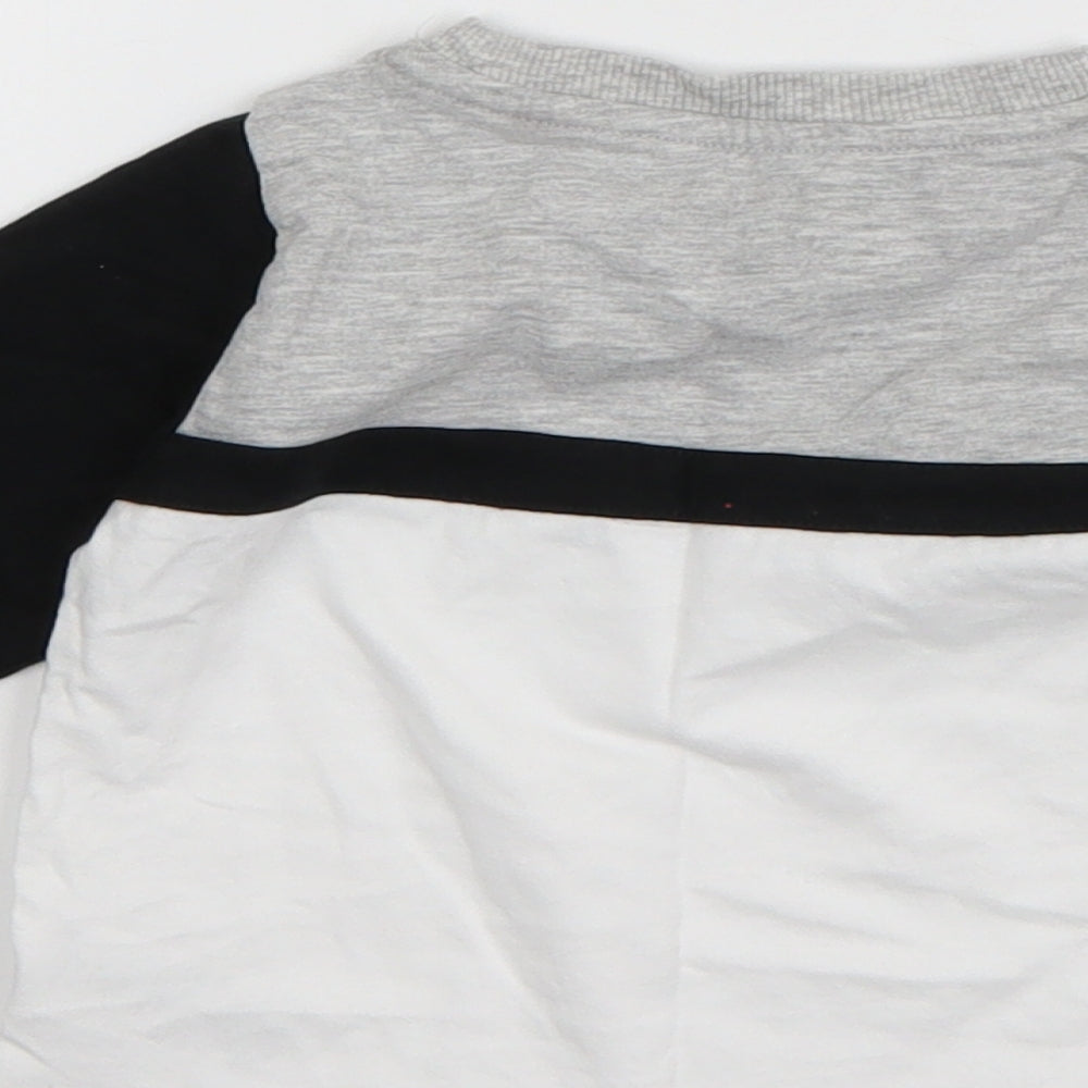 NEXT Boys White Striped Cotton Basic T-Shirt Size 6-9 Months Round Neck Pullover - Little Dude
