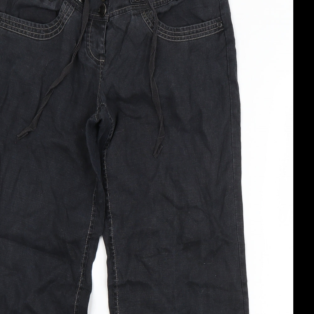 River Island Womens Blue  Linen Trousers  Size 10 L26 in Regular Button