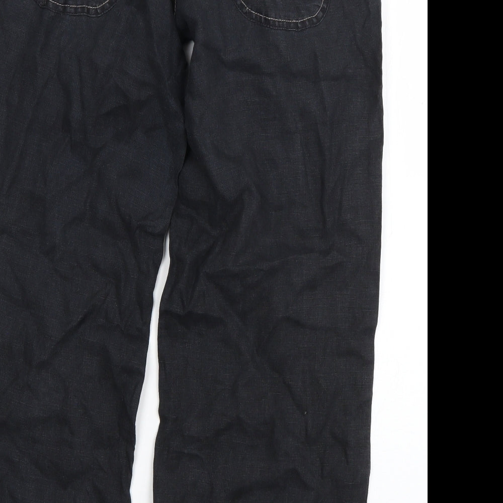 River Island Womens Blue  Linen Trousers  Size 10 L26 in Regular Button