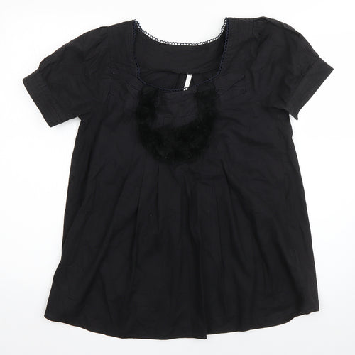 Miss Posh Womens Black  Cotton Basic Blouse Size 10 Square Neck