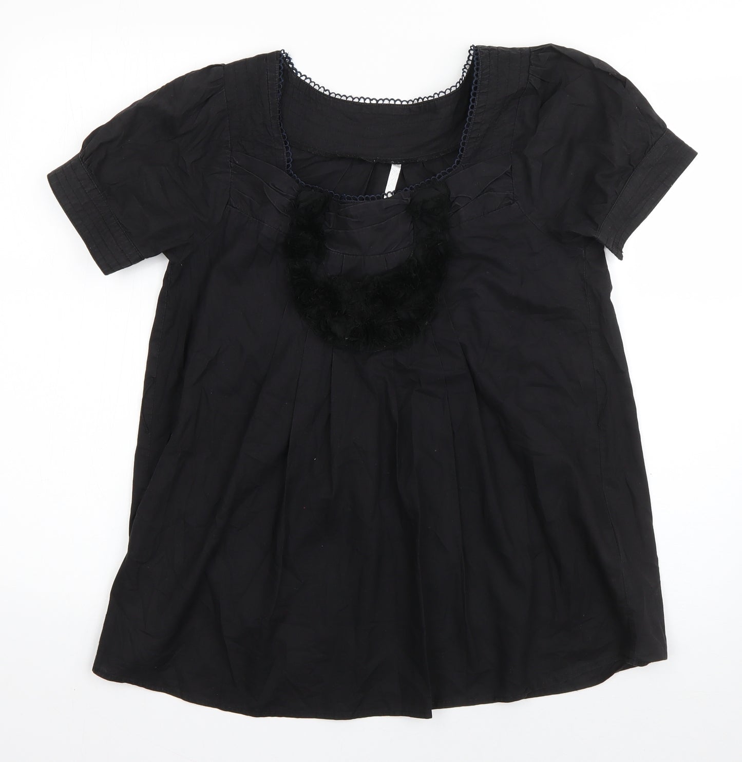 Miss Posh Womens Black  Cotton Basic Blouse Size 10 Square Neck