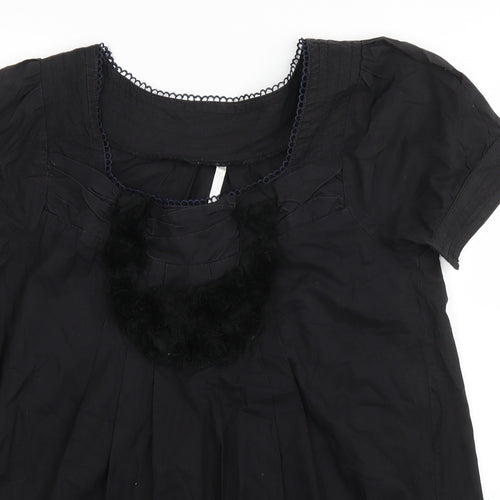 Miss Posh Womens Black  Cotton Basic Blouse Size 10 Square Neck
