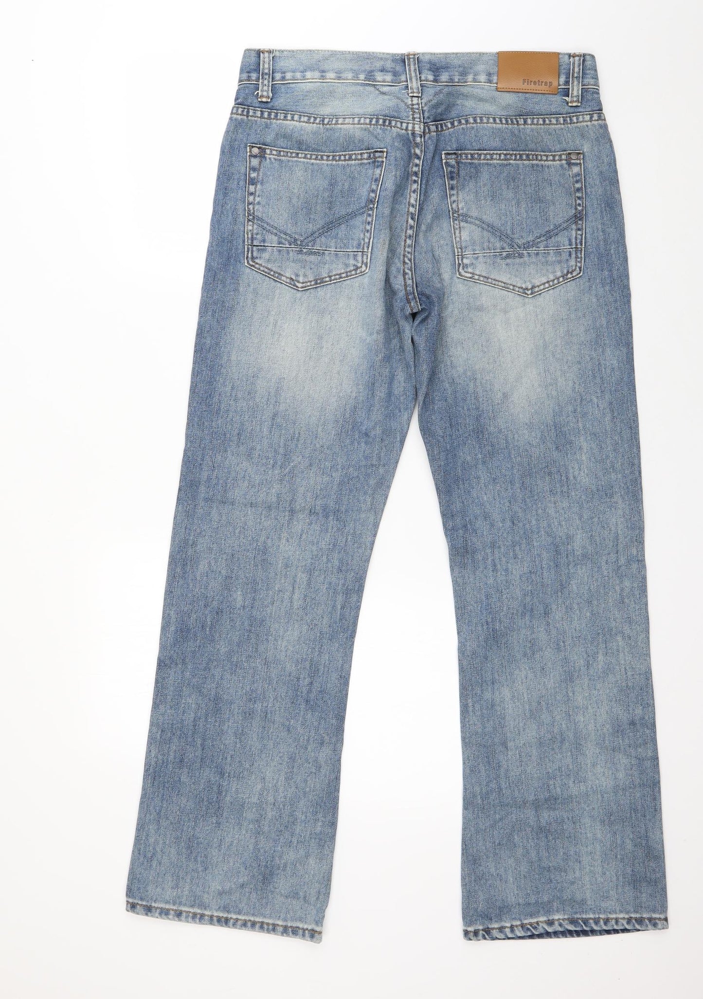 Firetrap Mens Blue  Cotton Straight Jeans Size 30 in L28 in Regular Button