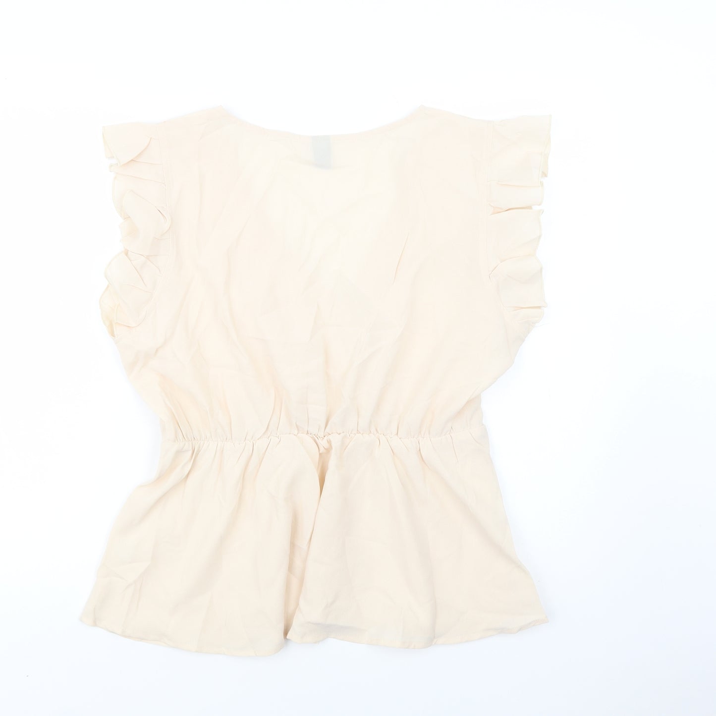 SheIn Womens Beige  Polyester Basic Blouse Size XL V-Neck