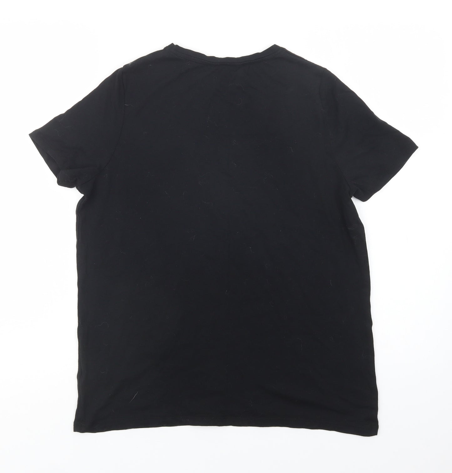 New Look Womens Black  Cotton Basic T-Shirt Size 14 Crew Neck - Bees