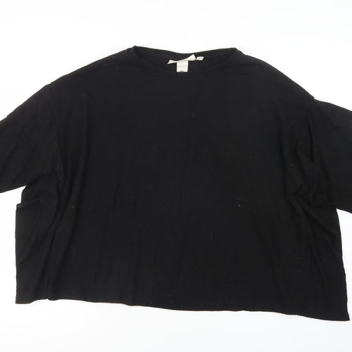 H&M Womens Black Crew Neck  Viscose Pullover Jumper Size XL