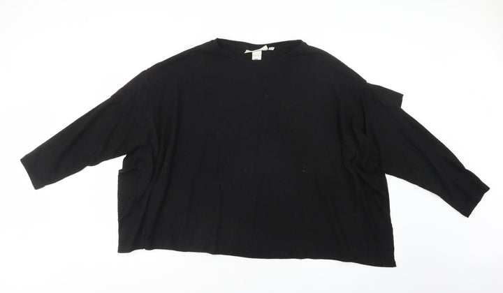 H&M Womens Black Crew Neck Viscose Pullover Jumper Size XL