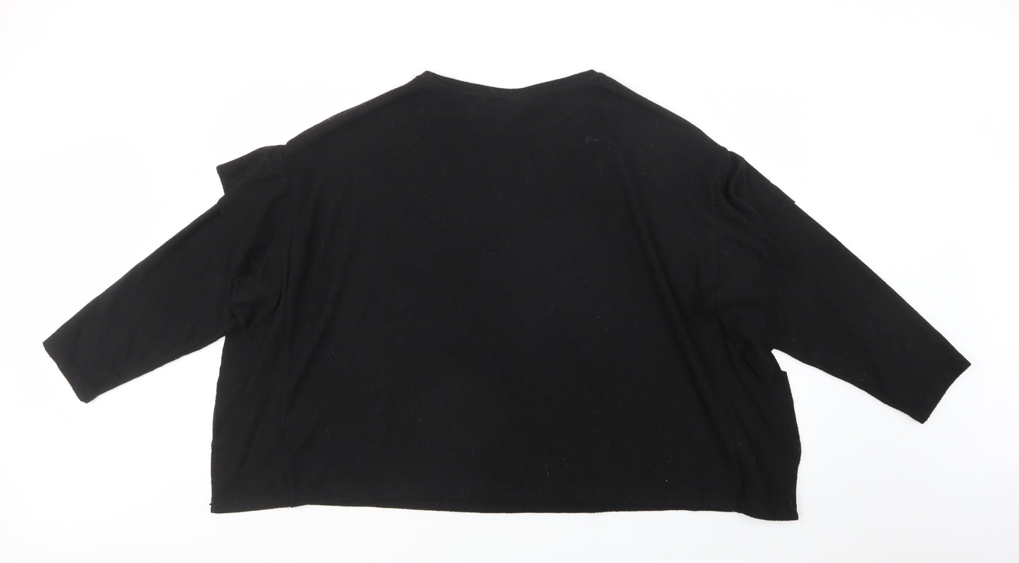 H&M Womens Black Crew Neck  Viscose Pullover Jumper Size XL