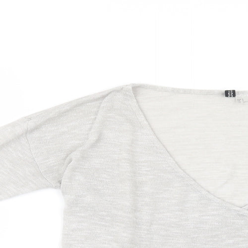 H&M Womens Grey V-Neck  Polyester Pullover Jumper Size S