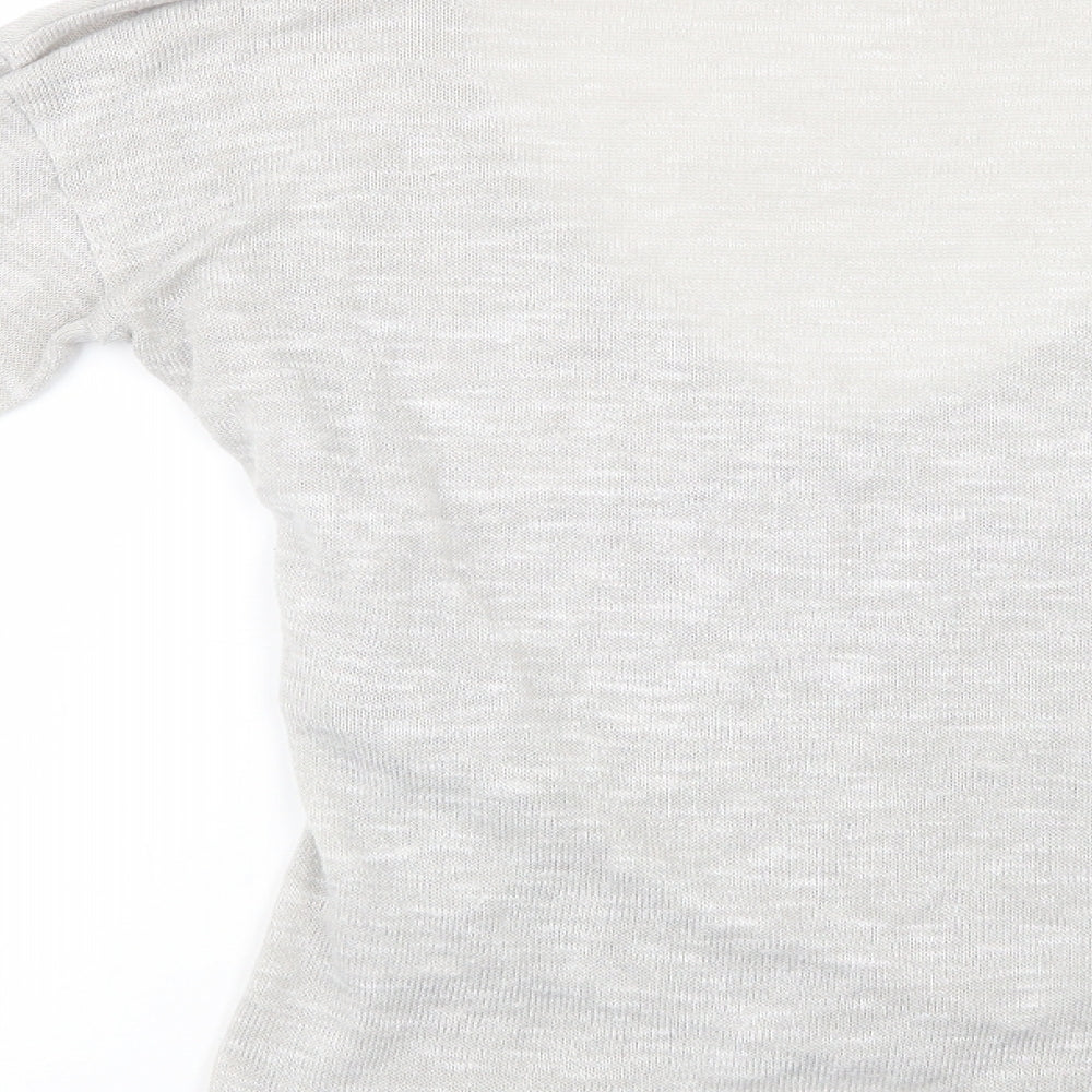 H&M Womens Grey V-Neck  Polyester Pullover Jumper Size S
