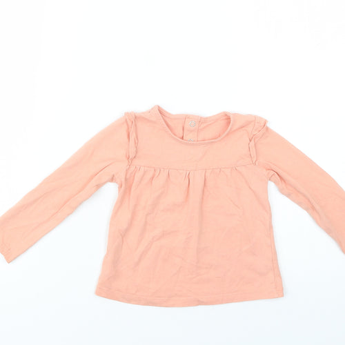 TU Baby Pink  Cotton Basic Blouse Size 9-12 Months Crew Neck Snap