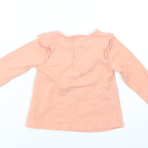 TU Baby Pink  Cotton Basic Blouse Size 9-12 Months Crew Neck Snap