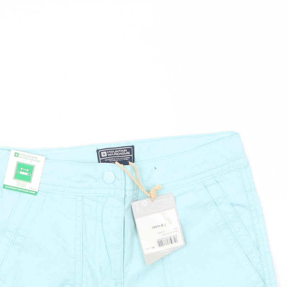 Mountain Warehouse Girls Blue  Cotton Cargo Shorts Size 7-8 Years  Regular Buckle