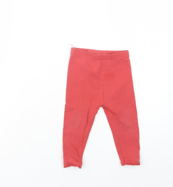 Mothercare Baby Red Cotton Jogger Leggings Size 9-12 Months