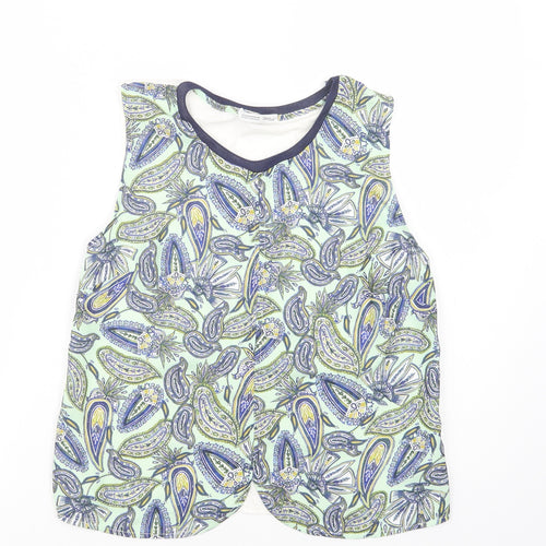 Zara Womens Green Paisley Viscose Basic Blouse Size M Crew Neck