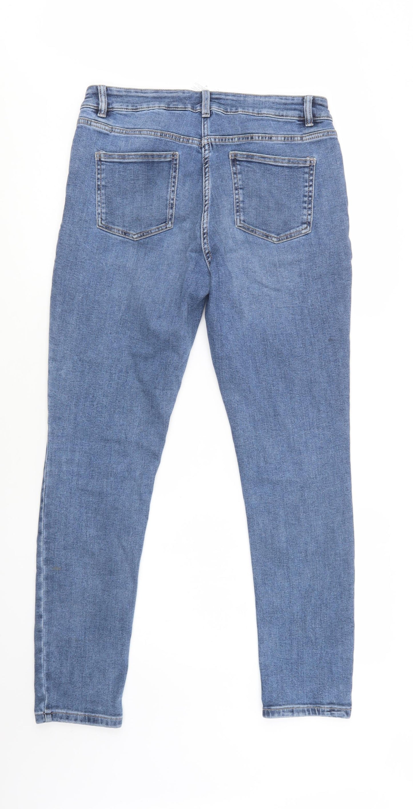 NEXT Womens Blue  Cotton Skinny Jeans Size 14 L32 in Regular Button