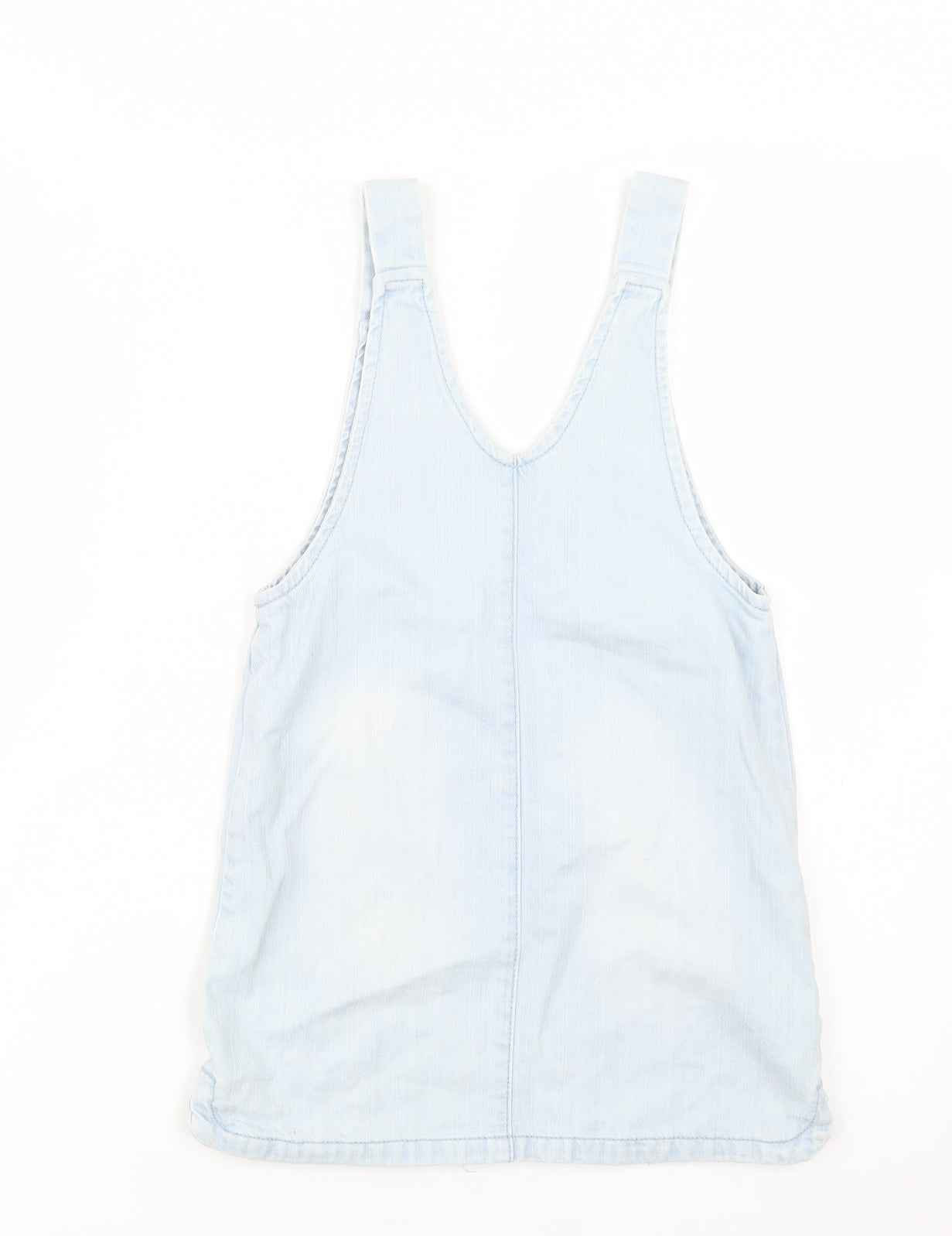 TU Girls Blue Floral Cotton Pinafore/Dungaree Dress  Size 6 Years  V-Neck