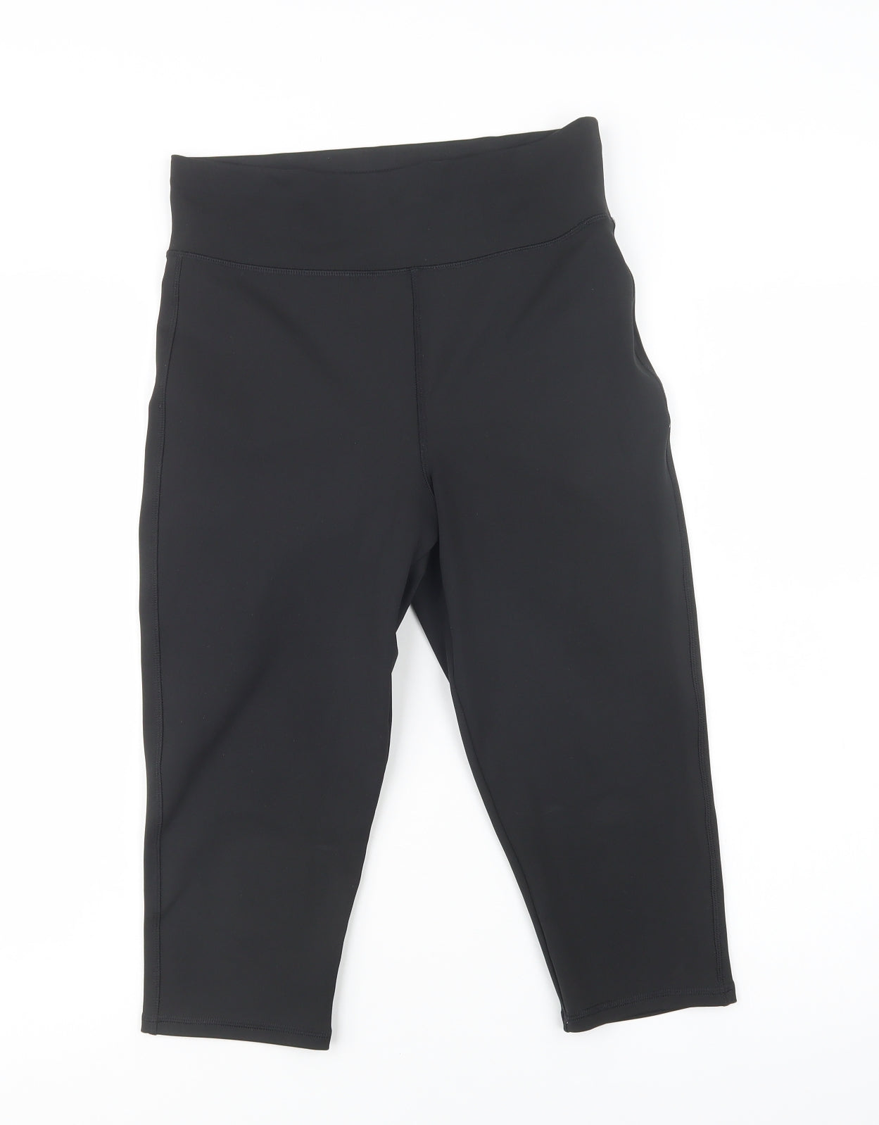 F&F Womens Black  Polyester Cropped Leggings Size 12 L19 in Regular