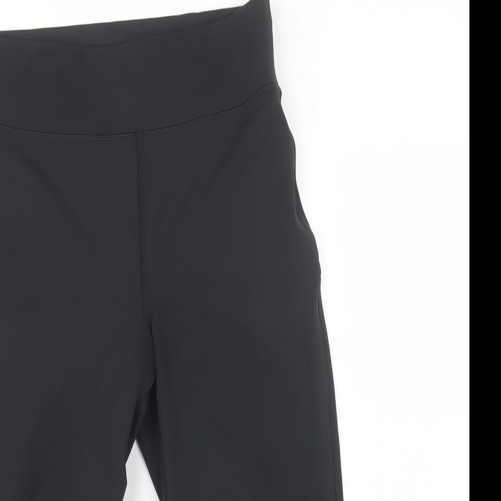 F&F Womens Black  Polyester Cropped Leggings Size 12 L19 in Regular