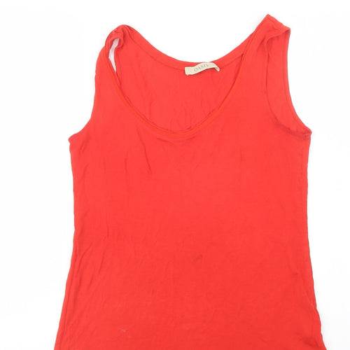 Oasis Womens Red  Viscose Basic Blouse Size S Scoop Neck
