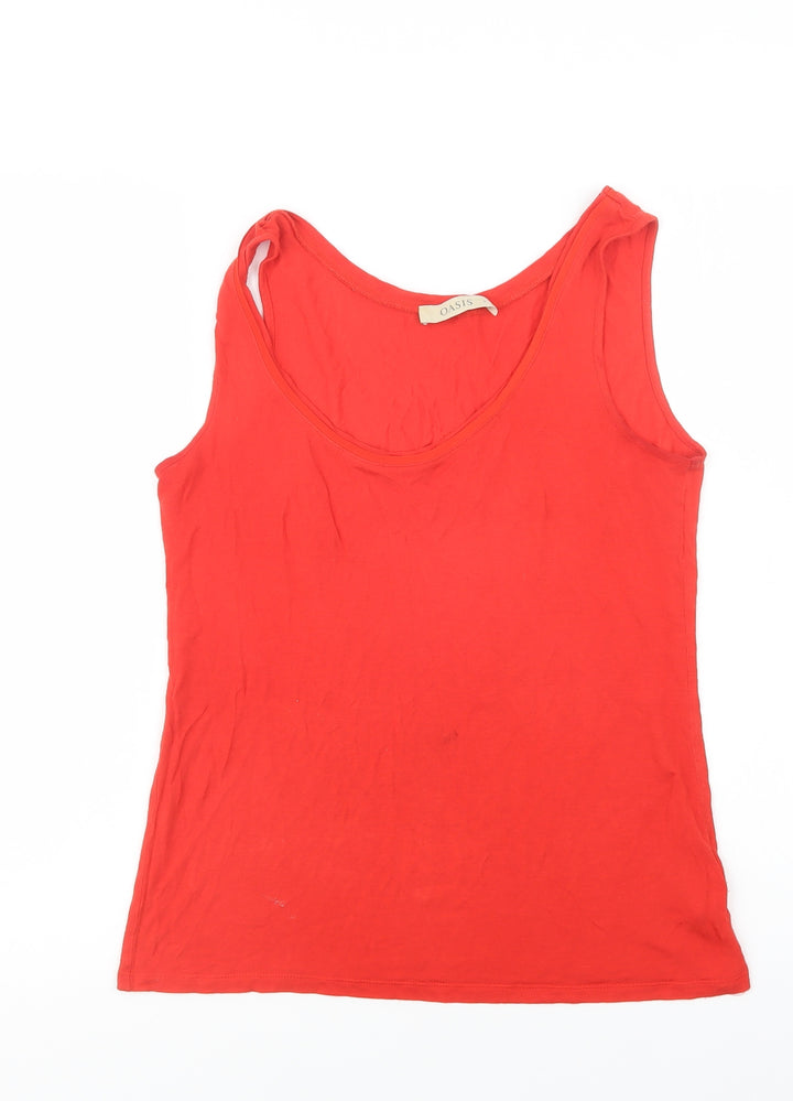 Oasis Womens Red Viscose Basic Blouse Size S Scoop Neck