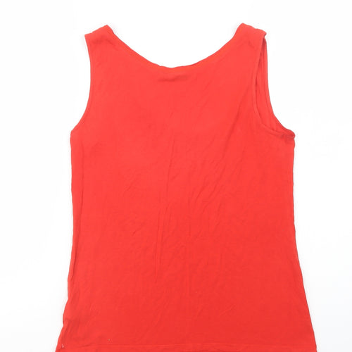 Oasis Womens Red  Viscose Basic Blouse Size S Scoop Neck