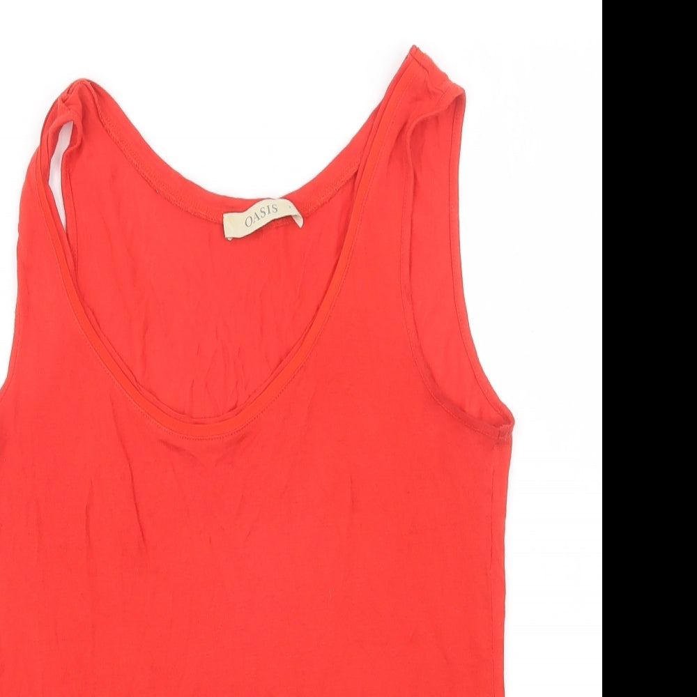 Oasis Womens Red  Viscose Basic Blouse Size S Scoop Neck